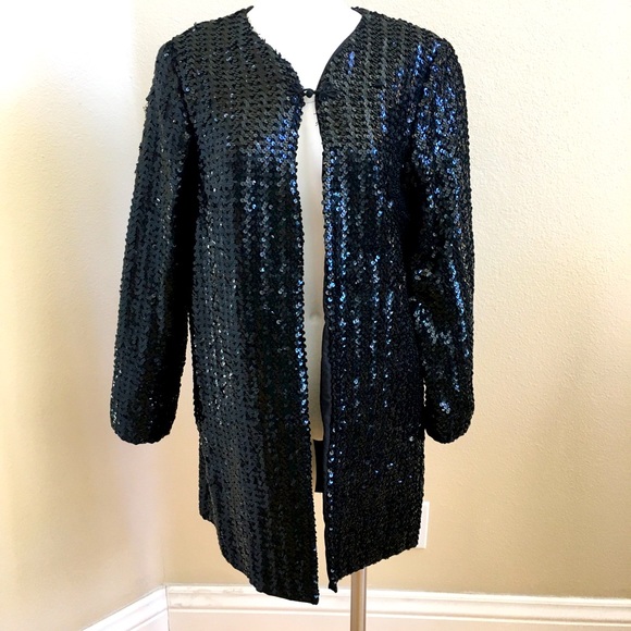 Vintage Sequin Black Jacket Cardigan 